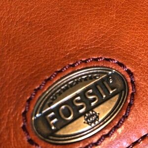 Fossil Tan Leather Zip Card Pouch wallet and Kipling red wallet : two wallets